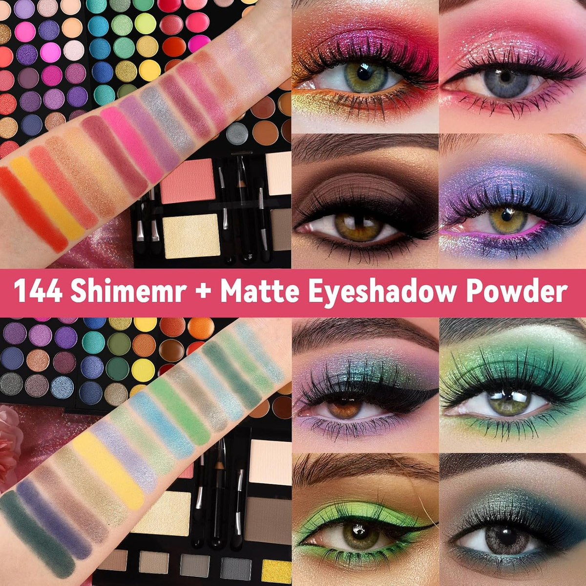 190 Color All in One Makeup Palette Set Eyeshadow, Blush & Concealer