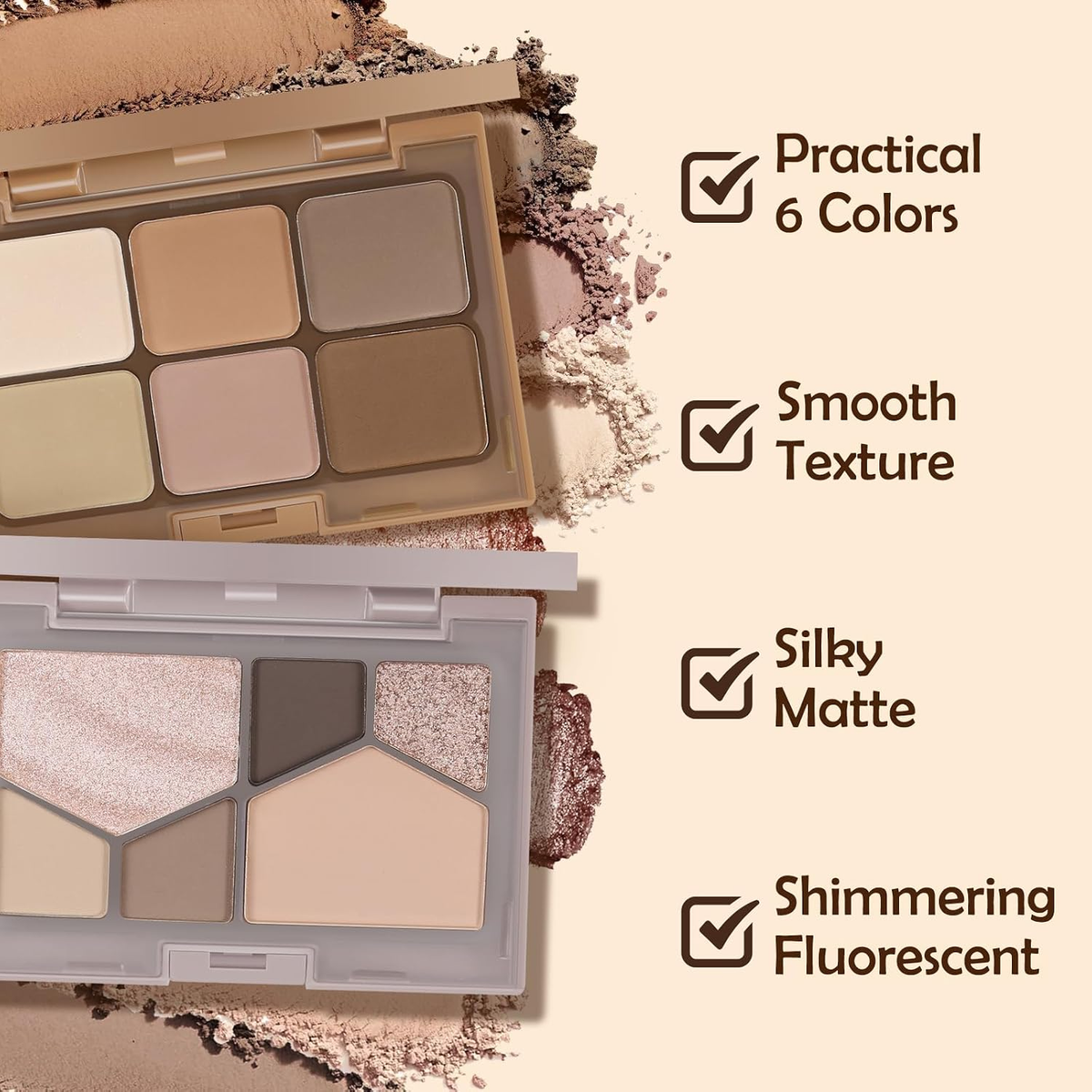 6 Color Nude Eyeshadow Palette Matte & Shimmer