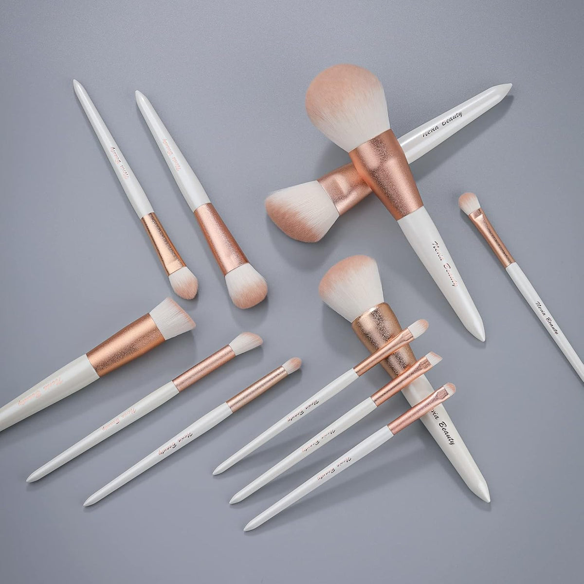 Makeup Brushes Set, 12Pcs Premium Eye Shadow, Eyebrows, Eyeliner, Concealer, Lip Liner,Foundation Makeup Brush White Travel Makeup Set,Cruelty-Free Synthetic Fiber Bristles