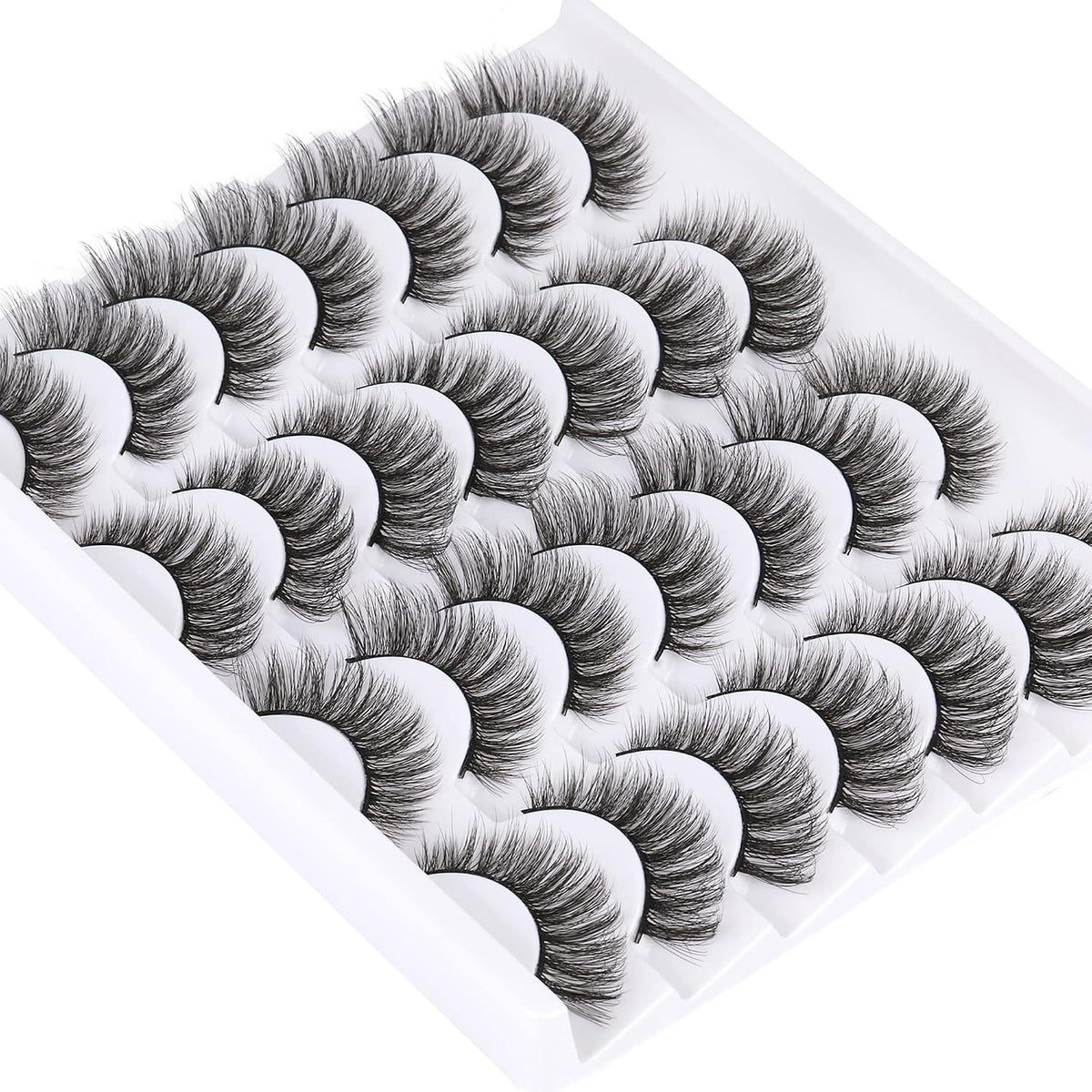 Lashes Mink Natural Look Cat Eye Wispy False Eyelashes Think Volume Long Fake Eye Lashes Pack 3D Strip Faux Mink Eyelashes 14 Pairs