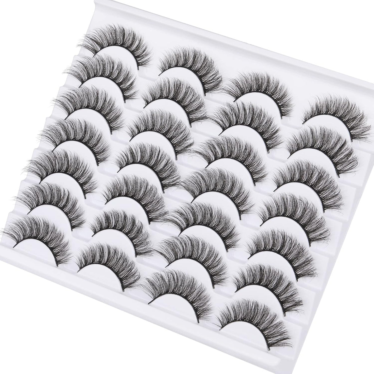 Lashes Mink Natural Look Cat Eye Wispy False Eyelashes Think Volume Long Fake Eye Lashes Pack 3D Strip Faux Mink Eyelashes 14 Pairs