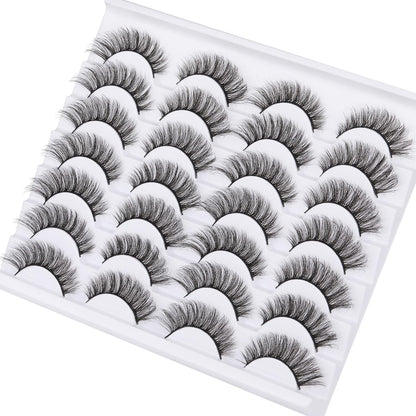 Lashes Mink Natural Look Cat Eye Wispy False Eyelashes Think Volume Long Fake Eye Lashes Pack 3D Strip Faux Mink Eyelashes 14 Pairs