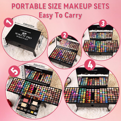190 Color All in One Makeup Palette Set Eyeshadow, Blush & Concealer