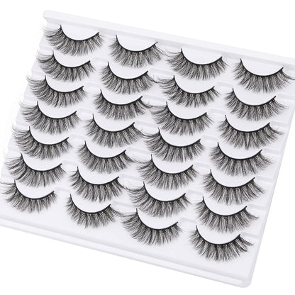 Lashes Mink Natural Look Cat Eye Wispy False Eyelashes Think Volume Long Fake Eye Lashes Pack 3D Strip Faux Mink Eyelashes 14 Pairs