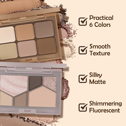 6 Color Nude Eyeshadow Palette Matte & Shimmer