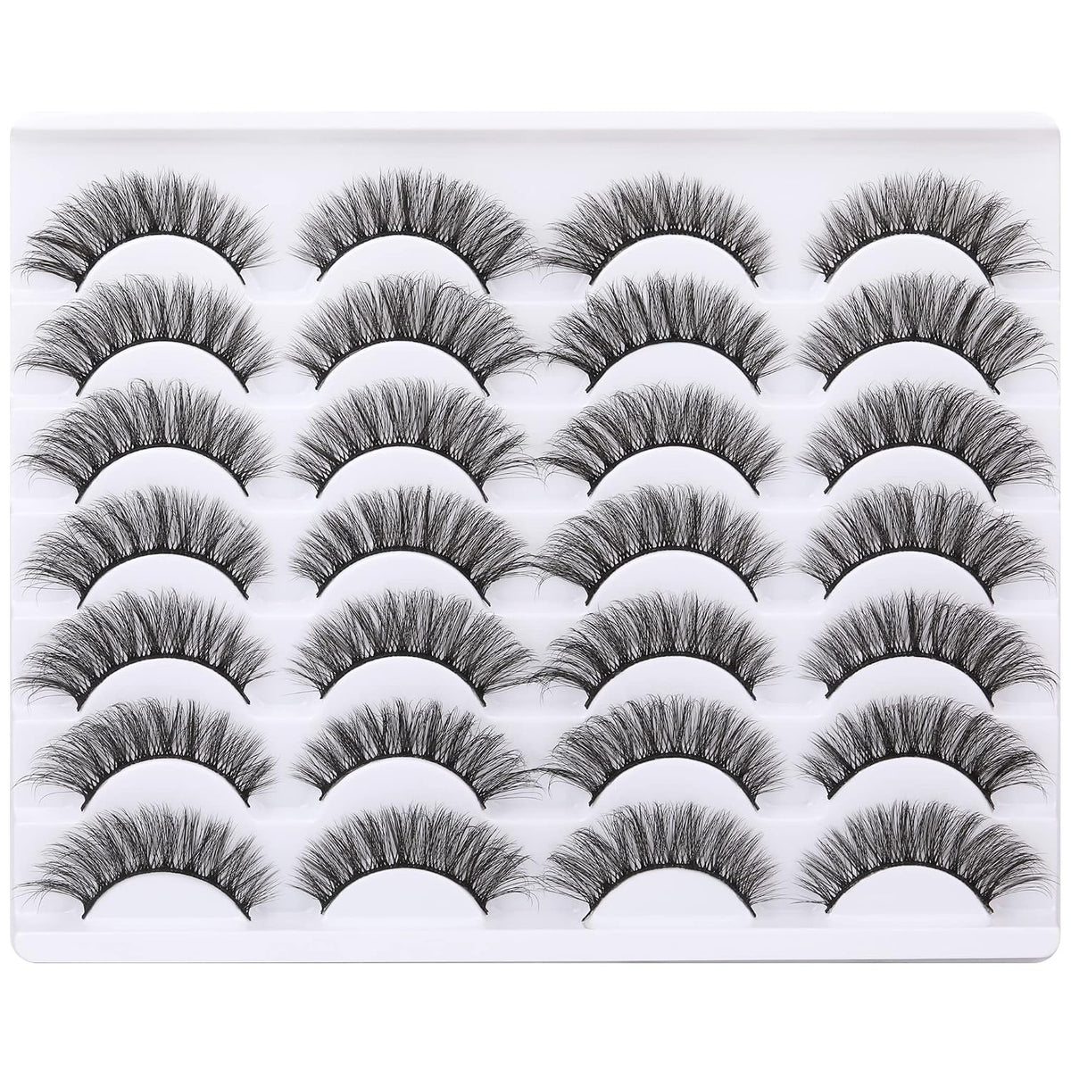 Lashes Mink Natural Look Cat Eye Wispy False Eyelashes Think Volume Long Fake Eye Lashes Pack 3D Strip Faux Mink Eyelashes 14 Pairs