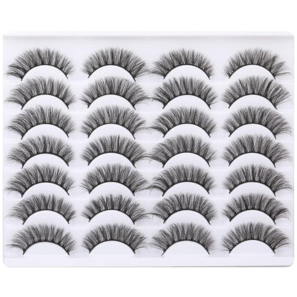Lashes Mink Natural Look Cat Eye Wispy False Eyelashes Think Volume Long Fake Eye Lashes Pack 3D Strip Faux Mink Eyelashes 14 Pairs