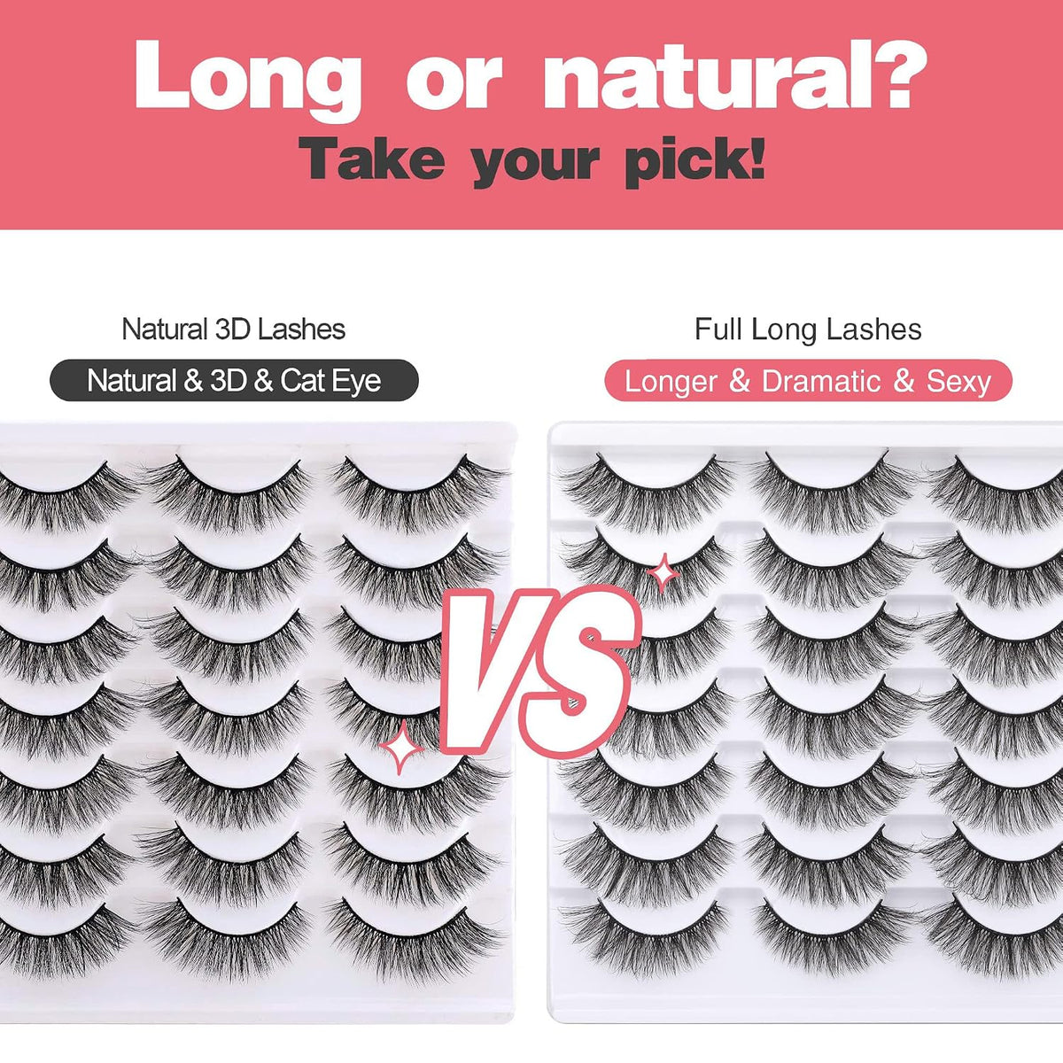 Lashes Mink Natural Look Cat Eye Wispy False Eyelashes Think Volume Long Fake Eye Lashes Pack 3D Strip Faux Mink Eyelashes 14 Pairs