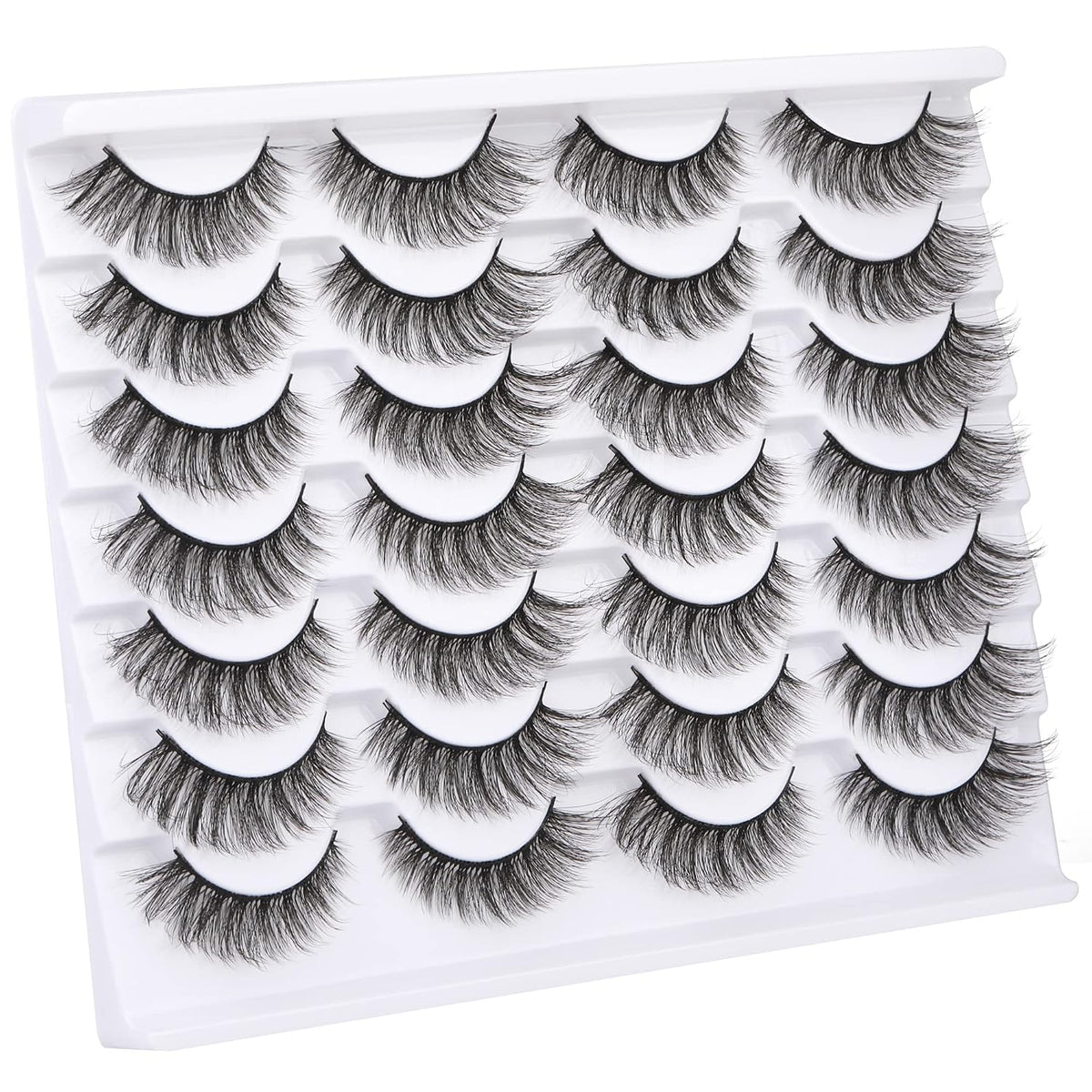 Lashes Mink Natural Look Cat Eye Wispy False Eyelashes Think Volume Long Fake Eye Lashes Pack 3D Strip Faux Mink Eyelashes 14 Pairs