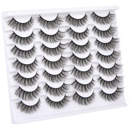 Lashes Mink Natural Look Cat Eye Wispy False Eyelashes Think Volume Long Fake Eye Lashes Pack 3D Strip Faux Mink Eyelashes 14 Pairs