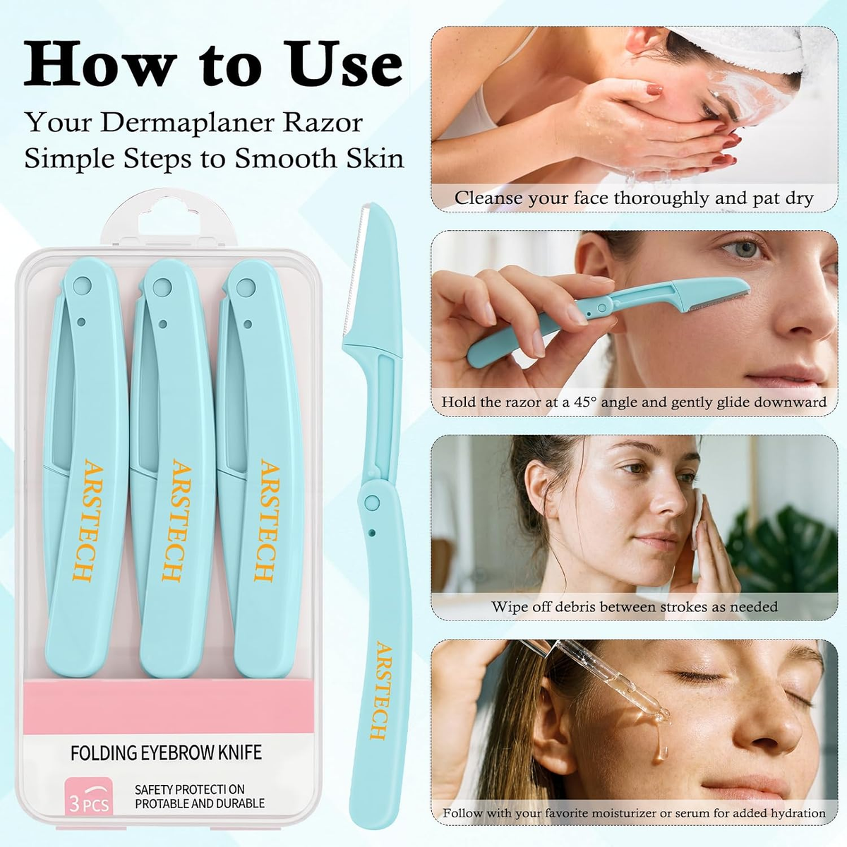 12-Pack Dermaplaning Face Razors for Women